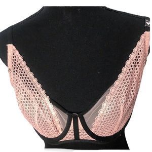 New! Victoria Secret Unlined Demi Pink Metallic Color Bra Sz 34E (DD)